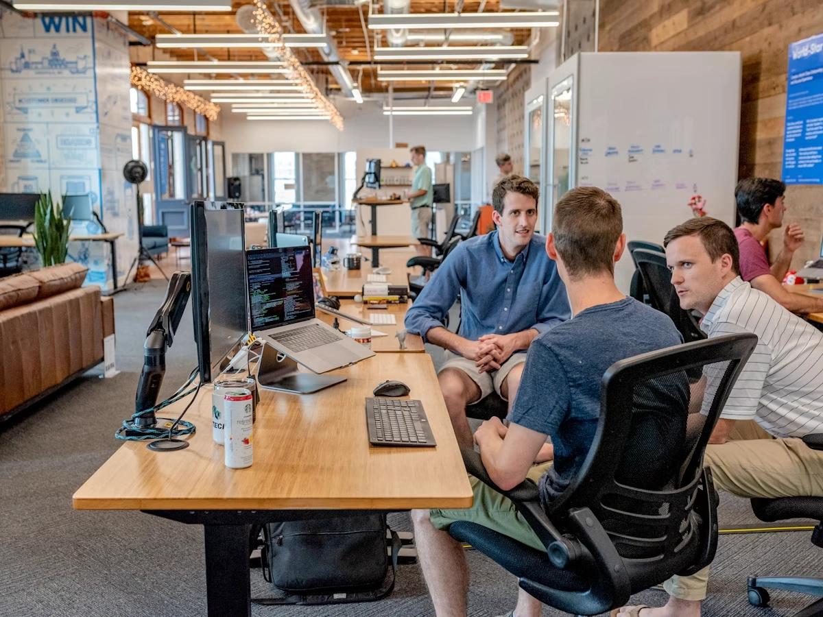 A team collaborating around a table